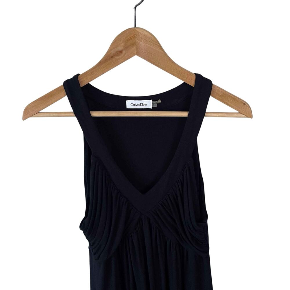 Women's Calvin Klein Sleeveless Ruched Sleeveless Mini Tank Dress Black Size 14 - Picture 2 of 7